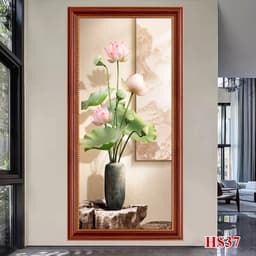 Tranh Hoa Sen Dán Tường 3D, Decal Dán Kính 3D kích thước 60x120cm, có sẵn keo bóc dán, PosterDecor 4