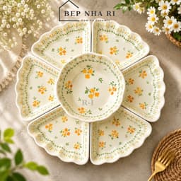 ️[ BepNhaRi ] BỘ BÁT MẶT TRỜI 45cm - Thắp Hương Gia tiên Họa tiết Hoa Cúc Vàng – SẮC VÀNG RỰC RỠ CHO MÂM CƠM 2