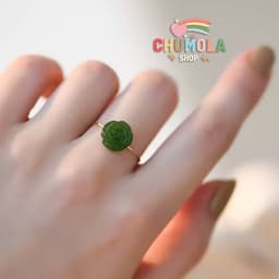 Nhẫn Hoa Hồng Hoa Trà Xanh Lá Đính Phong Cách Tiểu Thư Thanh Lịch Cho Nữ 2