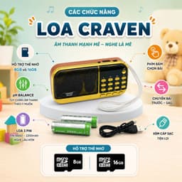 Loa Nghe Craven Tắm Ngôn Ngữ Máy nghe Tiếng ồn trắng cho em bé Easy Truyện Thơ Tiếng Việt 3