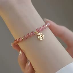 Vòng tay dâu tây hồng phong thủy phụ kiện thời trang lắc tay xinh xắn 2