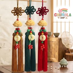 Khánh Hoa Sen dây treo liên hoa gắn đồng điếu may mắn bình an treo trang trí ô tô 1