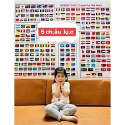 TRANH CỜ QUỐC KỲ THẾ GIỚI SONG NGỮ VIỆT - ANH CHO BÉ | Hơn 200 Lá Cờ Chia Theo 5 Châu| Tranh decal trang trí nhà cử 2