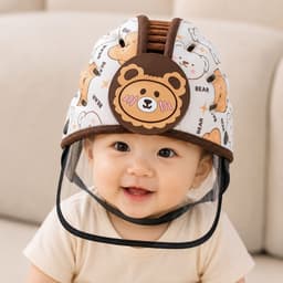 Nón Bảo Vệ Đầu Bé Siêu Nhẹ Thoáng Khí - Mũ Bảo Vệ Đầu Bé Tập Ngồi Xe Có Tấm Chắn Bụi - Nón Bảo Hiểm Mút Xốp Trẻ Em 1