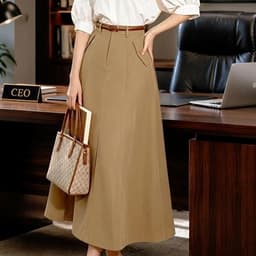 Thời trang công sở-chân vây dáng dài - thanh lịch,hiện đại.Form váy:dáng chữ A dài midi,độ xòe nhẹ 3