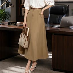 Thời trang công sở-chân vây dáng dài - thanh lịch,hiện đại.Form váy:dáng chữ A dài midi,độ xòe nhẹ 6