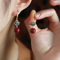 Khuyên tai sen thả giọt nước dáng dài phong cách cổ trang mỹ nữ phụ kiện tinh tế sang trọng 4