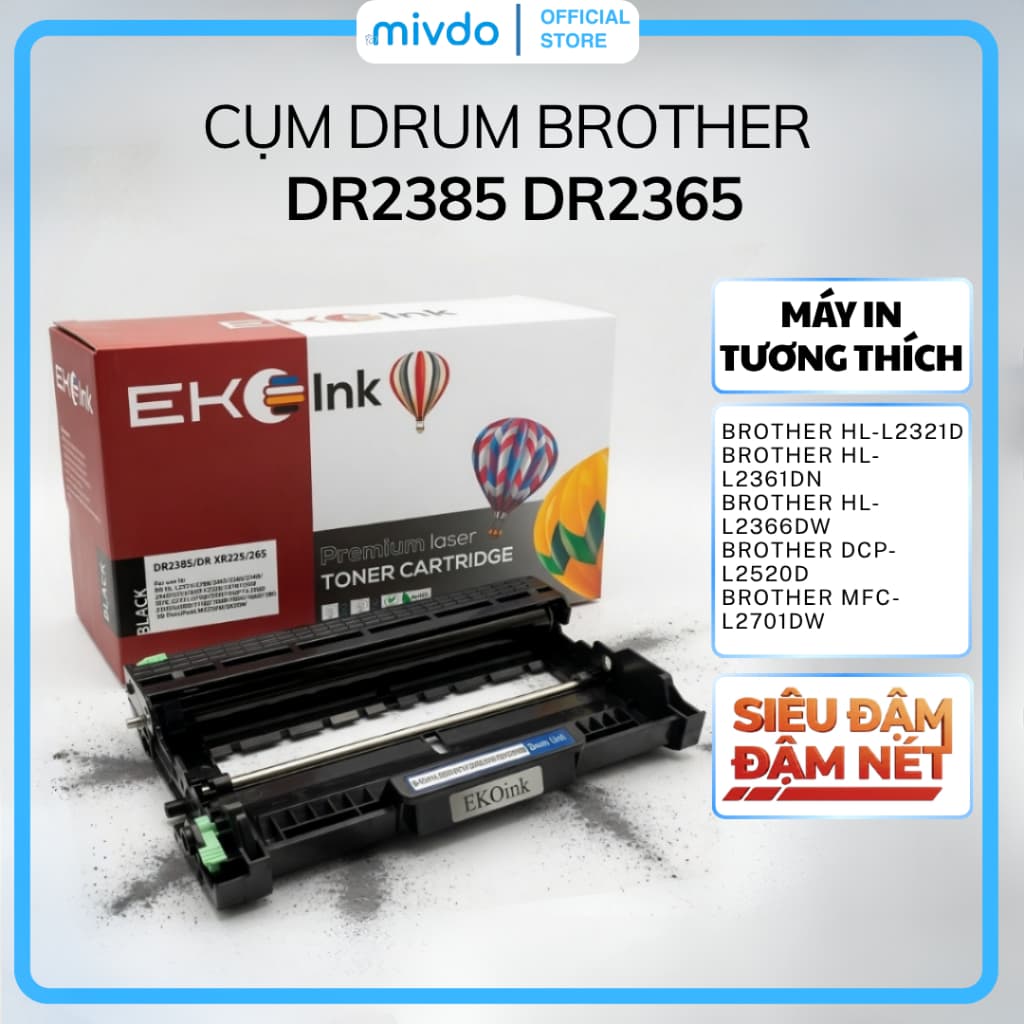 Cụm Trống Brother DR2385 DR2365 Dùng Cho MFC-L2701D L2701DW HL-L2366DW Sắc Nét Chống Mòn Tuổi Thọ Cao