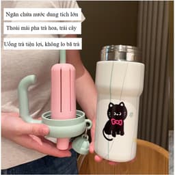 Bình Giữ Nhiệt Mèo Dễ Thương Inox 316 – Dung Tích Lớn, Kèm Ống Hút 3