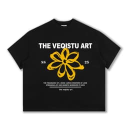 Áo Thun Local Brand VEQISTU" Flower SS25 " Áo Thun Boxy Form Rộng Unisex Cổ Tròn Nam Nữ 250Gsm Cotton 2