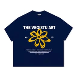Áo Thun Local Brand VEQISTU" Flower SS25 " Áo Thun Boxy Form Rộng Unisex Cổ Tròn Nam Nữ 250Gsm Cotton 5