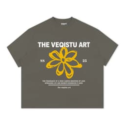 Áo Thun Local Brand VEQISTU" Flower SS25 " Áo Thun Boxy Form Rộng Unisex Cổ Tròn Nam Nữ 250Gsm Cotton 3