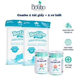 [ COMBO TIẾT KIỆM ] 2 hộp gạc rơ lưỡi + 2 túi giấy khô đa năng BOTIBO KIDS cho bé an toàn tiết kiệm tiện lợi Botibo kids 1