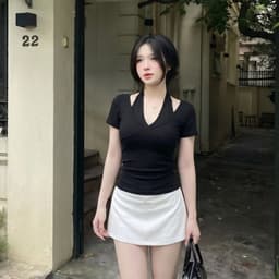 [Có Bigsize 45-85kg] Áo Thun Nữ Cổ Tim Phối Yếm Tay Ngắn Ôm Dáng Co Giãn Tốt Thun Tăm LIMO MS591 4