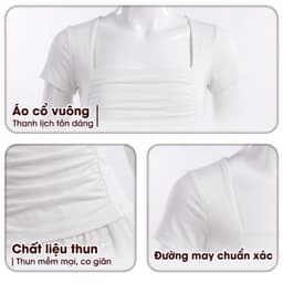 [Có Bigsize 45-85kg] Áo Thun Nữ Cổ Vuông Nhún Eo Tôn Dáng Thun Tăm Mềm Mịn Mặc Hè LIMO MS596 2