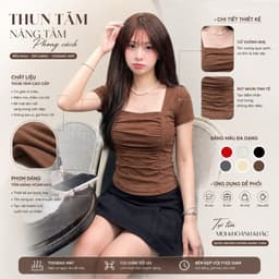[Có Bigsize 45-85kg] Áo Thun Nữ Cổ Vuông Nhún Eo Tôn Dáng Thun Tăm Mềm Mịn Mặc Hè LIMO MS596 3