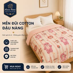 Mền đũi cotton Aniva Home đậu nành, thiết kế cao cấp, mềm mát, thoải mái, phù hợp giấc ngủ cả mùa 1