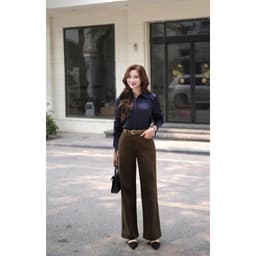 Deal Tốt- Quần dài nữ kaki GENVIET JEANS dáng suông vừa cạp cao thiết kế basic phù hợp đi làm đi chơi 9154 2