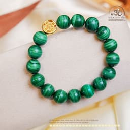 Ngọc Đan Tâm - Vòng Tay Khổng Tước 10mm 3A Phối Charm Bánh Xe Pháp Luân - Mệnh Mộc & Mệnh Hỏa 6