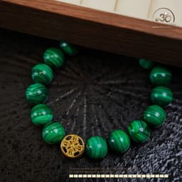 Ngọc Đan Tâm - Vòng Tay Khổng Tước 10mm 3A Phối Charm Bánh Xe Pháp Luân - Mệnh Mộc & Mệnh Hỏa 4