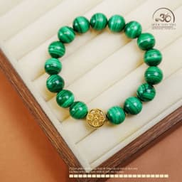Ngọc Đan Tâm - Vòng Tay Khổng Tước 10mm 3A Phối Charm Bánh Xe Pháp Luân - Mệnh Mộc & Mệnh Hỏa 3