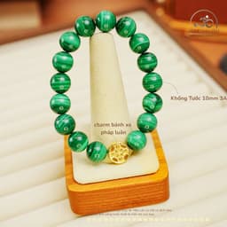 Ngọc Đan Tâm - Vòng Tay Khổng Tước 10mm 3A Phối Charm Bánh Xe Pháp Luân - Mệnh Mộc & Mệnh Hỏa 2