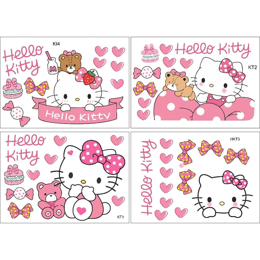 Set Decal Hello Kitty A4 Dán Xe Máy, Ô Tô – Chống Nước