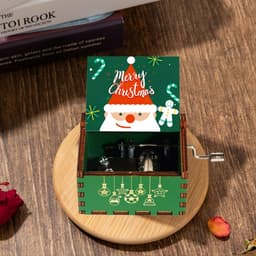 Hộp Nhạc Gỗ Music Box Giáng Sinh Cổ Điển Mini Merry Christmas Xanh và Đỏ –  Quà Tặng Noel Ý Nghĩa 4