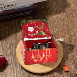 Hộp Nhạc Gỗ Music Box Giáng Sinh Cổ Điển Mini Merry Christmas Xanh và Đỏ –  Quà Tặng Noel Ý Nghĩa 3
