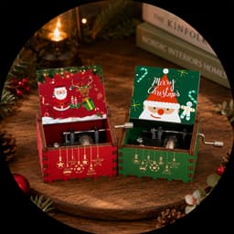 Hộp Nhạc Gỗ Music Box Giáng Sinh Cổ Điển Mini Merry Christmas Xanh và Đỏ –  Quà Tặng Noel Ý Nghĩa 2