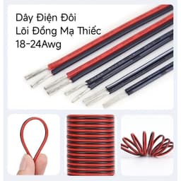 (2 mét) Dây Điện Đôi Đỏ Đen Awg Lõi Đồng Mạ Thiếc 16Awg 18Awg 20Awg 22Awg 24Awg Chịu Tải chống Cháy Diy 4
