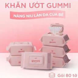 Thùng 10 gói khăn ướt GUMMI 80 tờ không cồn,không parabens,cao cấp dành cho em bé cực kì an toàn 7