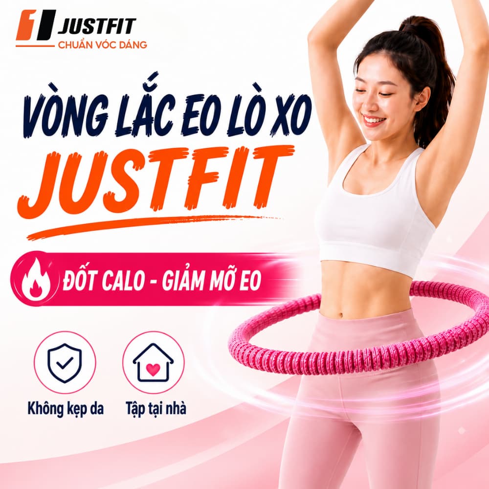 Vòng lắc eo lò xo JUSTFIT bọc nhựa mềm giảm mỡ nhanh, eo thon săn chắc tập tại nhà tiện lợi