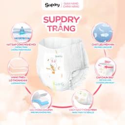 (COMBO 2 BỊCH) Tã Bỉm Dán/Quần Supdry Trắng Siêu Mềm Mịn, Khô Thoáng Cho Bé Size NB/S/M/L/XL/XXL/3XL/4XL 6