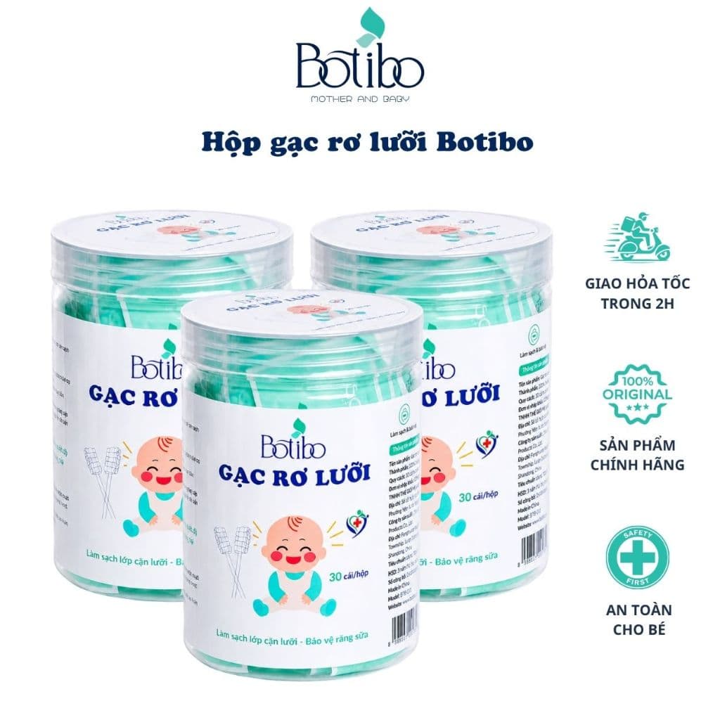 (Combo 3 hộp) Que Tưa Lưỡi Rơ Lưỡi Vệ Sinh Răng Miệng Cho Bé Gạc Rơ Lưỡi Bé Sơ Sinh (Hộp 30 chiếc) BOTIBOKIDS