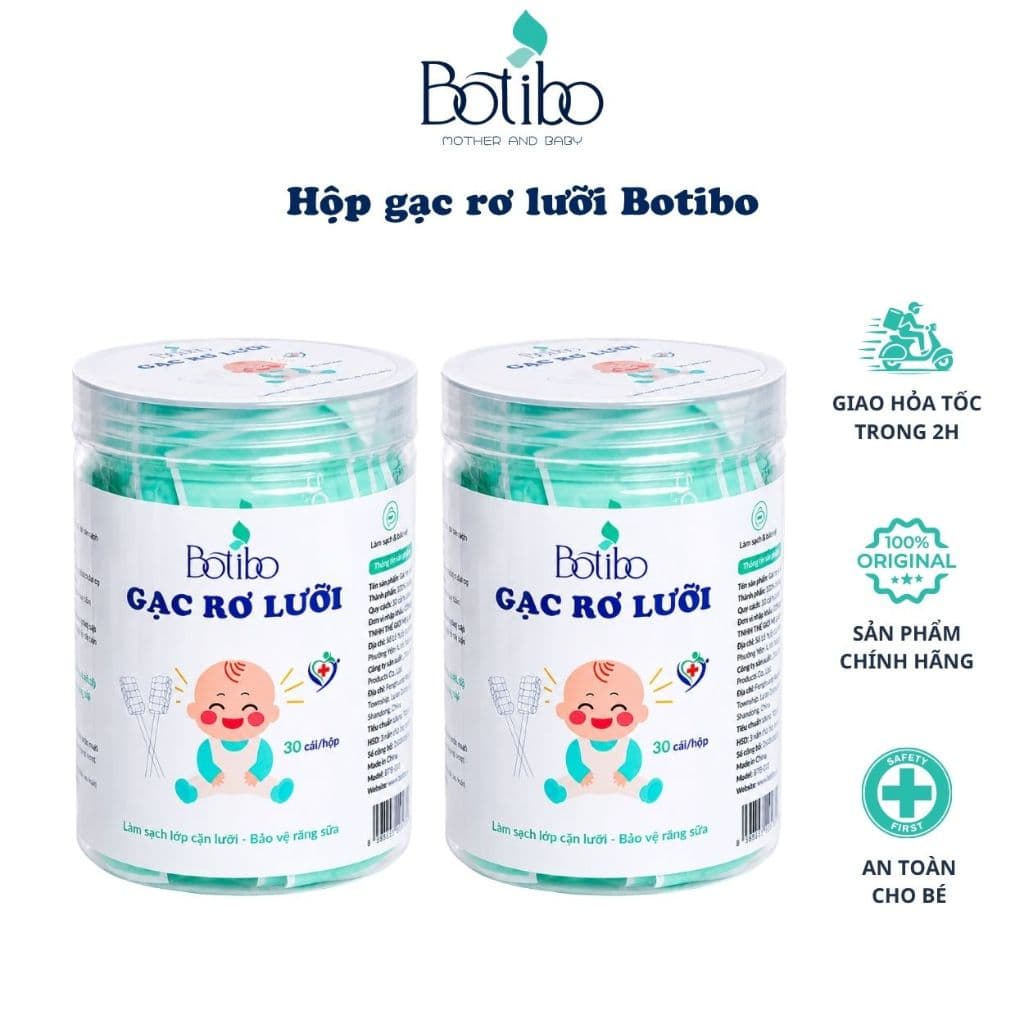 [COMBO 2 HỘP] Que Tưa Lưỡi, Rơ Lưỡi Vệ Sinh Răng Miệng Cho Bé Botibokids, Gạc Rơ Lưỡi Bé Sơ Sinh (Hộp 30 chiếc)