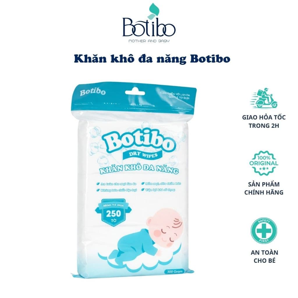 Khăn Vải Khô Đa Năng Botibokids Cao Cấp Mềm Mịn An Toàn Cho Bé Và Cả Gia Đình-Túi 300gram