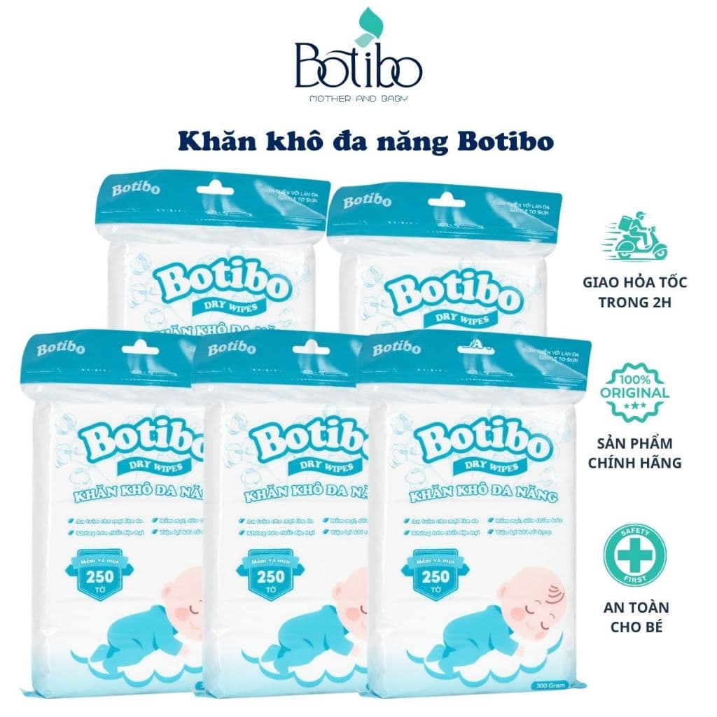 [COMBO 5 GÓI]Khăn Vải Khô Đa Năng Botibokids Cao Cấp Mềm Mịn An Toàn Cho Bé Và Cả Gia Đình-Túi 300gram