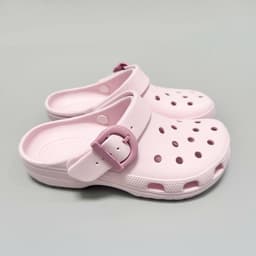 Dép sục nhựa đúc nam nữ Buckle khuy sắt và khuy nhựa, sục unisex cài khuy tặng kèm charm, sticker trang trí 3