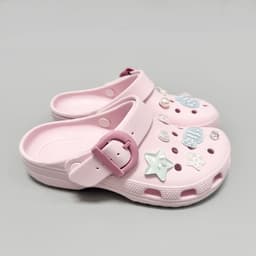 Dép sục nhựa đúc nam nữ Buckle khuy sắt và khuy nhựa, sục unisex cài khuy tặng kèm charm, sticker trang trí 8