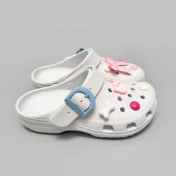 Dép sục nhựa đúc nam nữ Buckle khuy sắt và khuy nhựa, sục unisex cài khuy tặng kèm charm, sticker trang trí 7