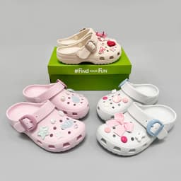 Dép sục nhựa đúc nam nữ Buckle khuy sắt và khuy nhựa, sục unisex cài khuy tặng kèm charm, sticker trang trí 1