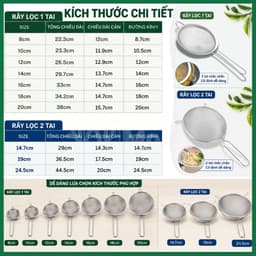 Rây lọc inox lưới mịn nhiều size, rây bột, matcha, rây cháo, sữa, vớt đồ chiên rán,..đa năng Mixmore 3