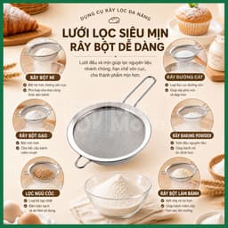Rây lọc inox lưới mịn nhiều size, rây bột, matcha, rây cháo, sữa, vớt đồ chiên rán,..đa năng Mixmore 7
