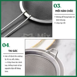 Rây lọc inox lưới mịn nhiều size, rây bột, matcha, rây cháo, sữa, vớt đồ chiên rán,..đa năng Mixmore 5