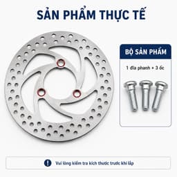 Đĩa xe điện đĩa phay 220mm hàng cao cấp, đĩa phanh xe điện 3 lỗ kèm ốc dày dặn cứng cáp 6