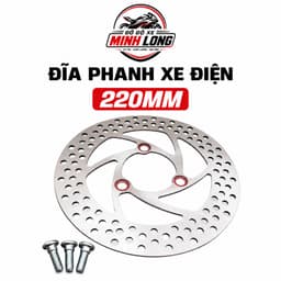 Đĩa xe điện đĩa phay 220mm hàng cao cấp, đĩa phanh xe điện 3 lỗ kèm ốc dày dặn cứng cáp 1