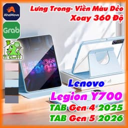 Bao Da MTB Lenovo Legion Y700 TAB Gen 5 8.8" 2026 TB323FU/ Gen 4 8.8 2025 Xoay 360 Độ Lưng Cứng Trong Suốt Viền Dẻo 1