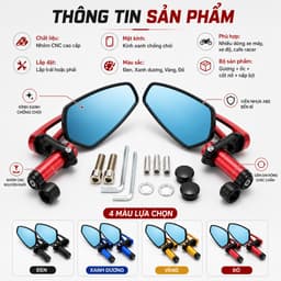 Gương gù xe máy CRG đa màu, gương xe máy CRG nhỏ gọn lắp chân gương tiện lợi 3