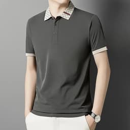 Áo thun nam viền sọc cổ C áo polo sọc vàng  màu đỏ vải mềm chất mịn hàng chuẩn đẹp 4